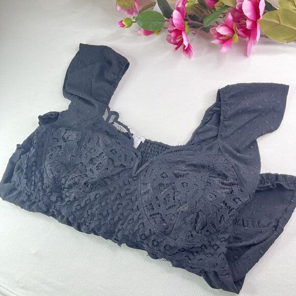 Rue Plus Black Lace Boho Festival Blouse Women’s Plus Size 4X Baby Doll - Picture 13 of 14